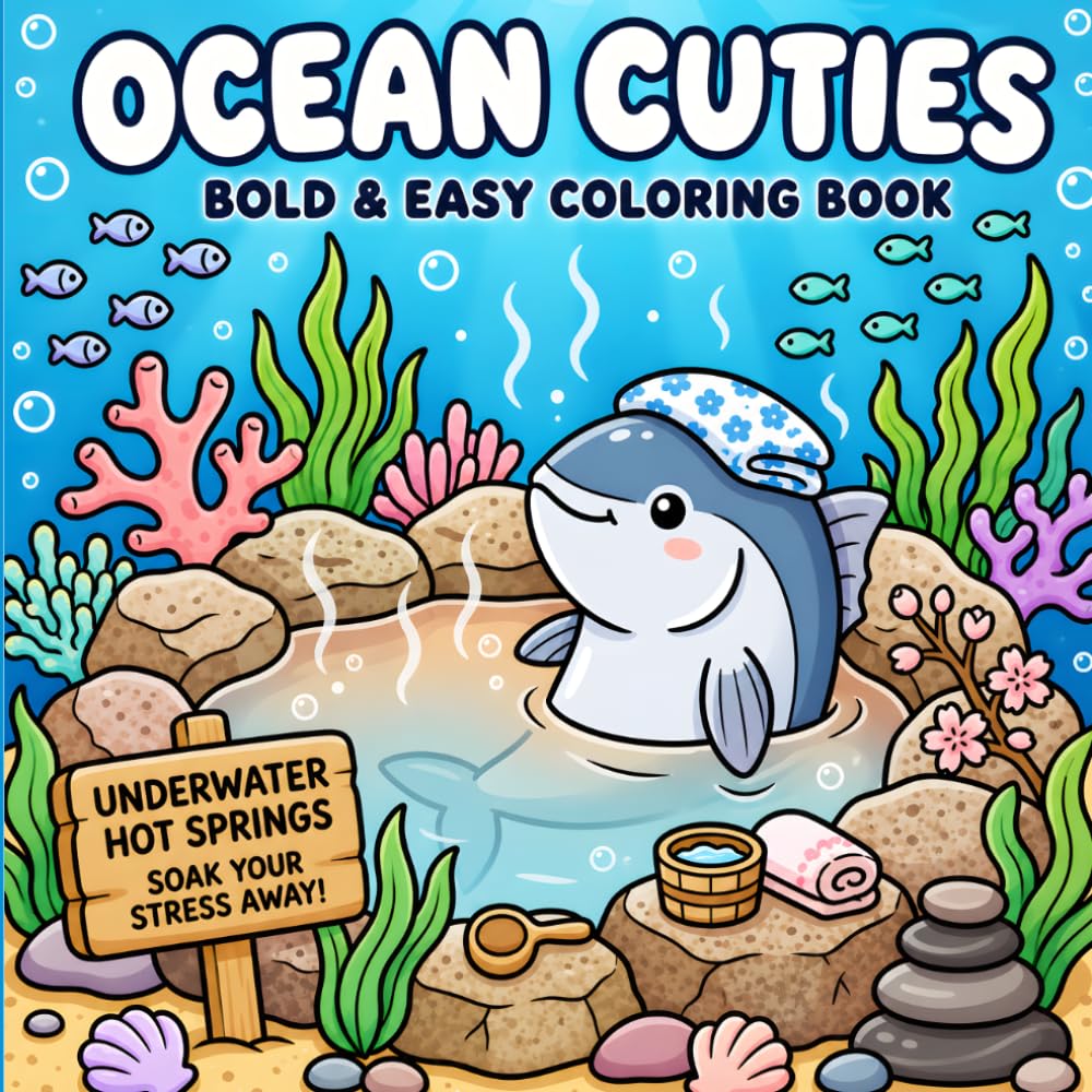 Ocean Cuties: Cute and Cozy Coloring Book with Simple Underwater Scenes, Sweet Sea Animals, and Relaxing Ocean Adventures