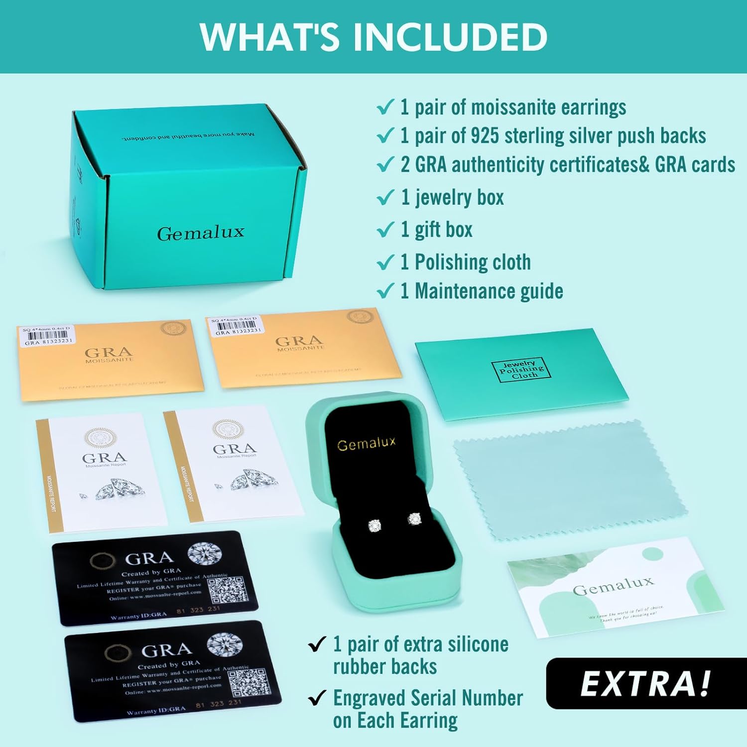 Moissanite Stud Earrings, 0.6–3.0ct Lab Created Diamond Earrings for Women & Men, D Color VVS1 Clarity, 925 Sterling Silver, 14K White Gold Plated, Hypoallergenic Solitaire Studs Jewelry Gift - Image 6