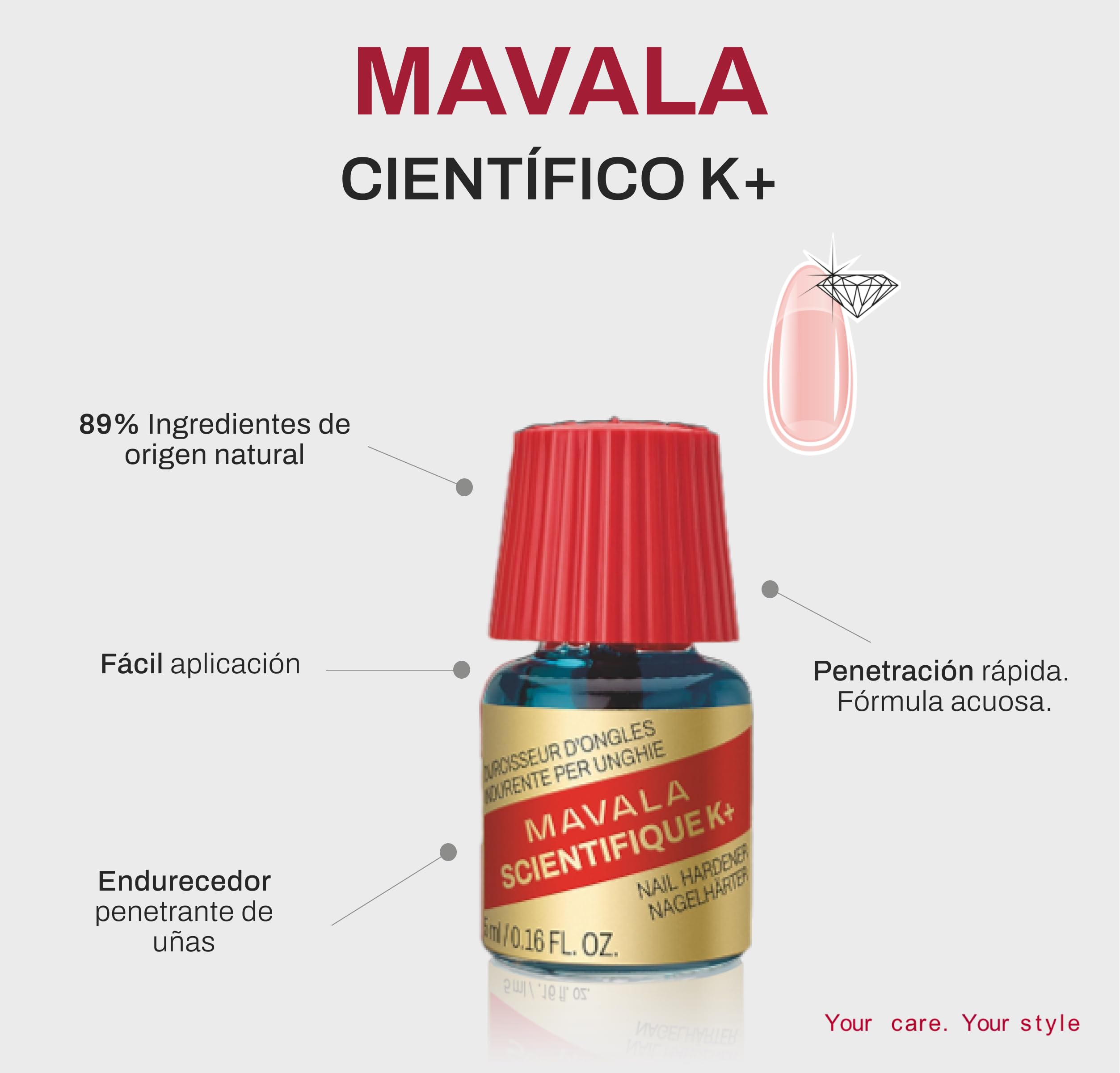 MAVALA Gel Científico K + Pro Keratin Endurecedor Uñas, 5 ml