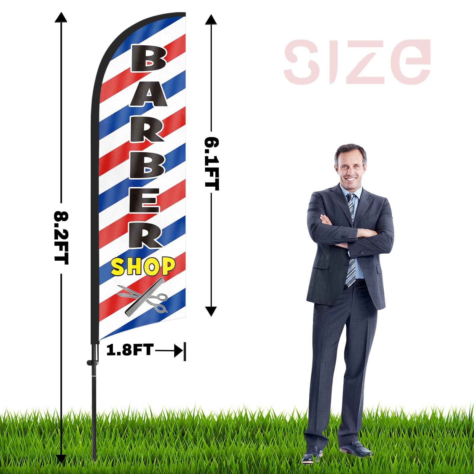 Barber Shop Wandflagge - Doppelseitig Wetterfest 30,5x106,7cm