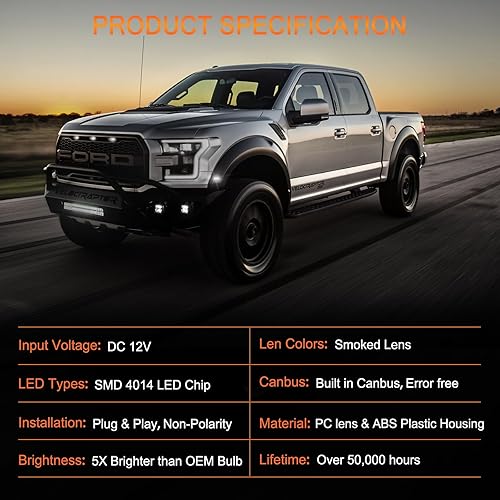 Miniatura 5 de POPMOTORZ Conjunto de 4 Luces LED Marcadoras Laterales de Guardabarros, 2 Luces Blancas de Extensiones de Guardabarros Delanteros y 2 Lámparas