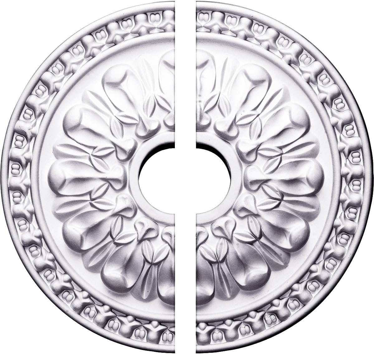 Ekena Millwork CM18WA2 18"OD x 3 1/2"ID x 1 3/8"P Warsaw Ceiling Medallion, Fits Canopies up to 3-1/2", 2 Piece
