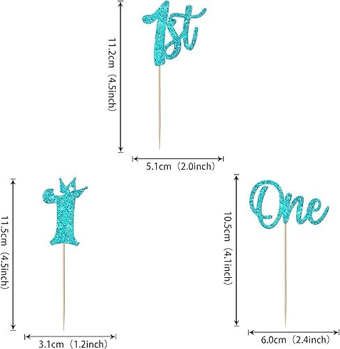 Miniatura 2 de Paquete de 24 adornos para cupcakes con purpurina para el primer cumpleaños para corona, un cumpleaños, decoración de pastel de primer cumpleaños,