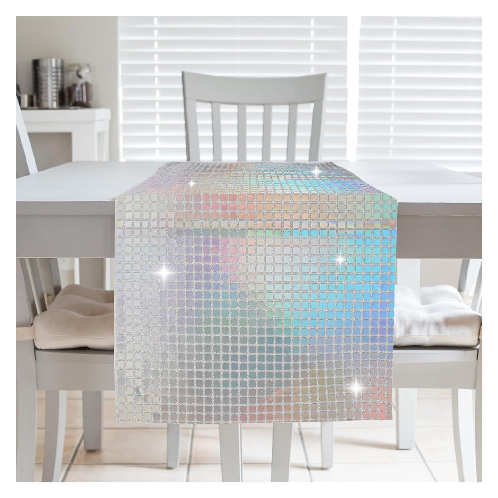 Disco Table Runner Glitter Sequin Disco Table Runner Mirror Gold/Silver/Color Foil Metallic Dining Decoration(Color,30x180cm)