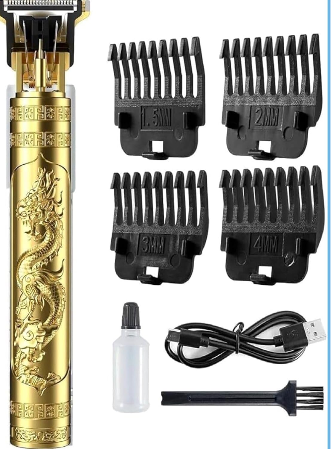 Gold Dragon Engraved Hair Trimmer for Men, Cordless T-Blade Outliner with 4 Guide Combs, USB Rechargeable - Review, Price and Buying Guide
