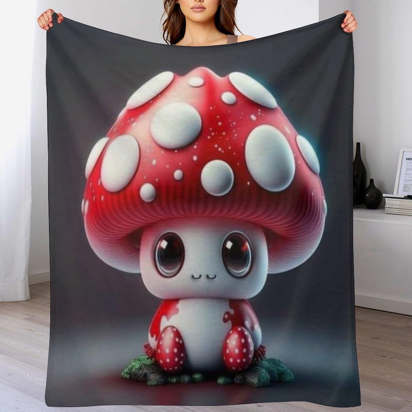 Couverture de canapé chaude plaid polaire motif champignon 130x150
