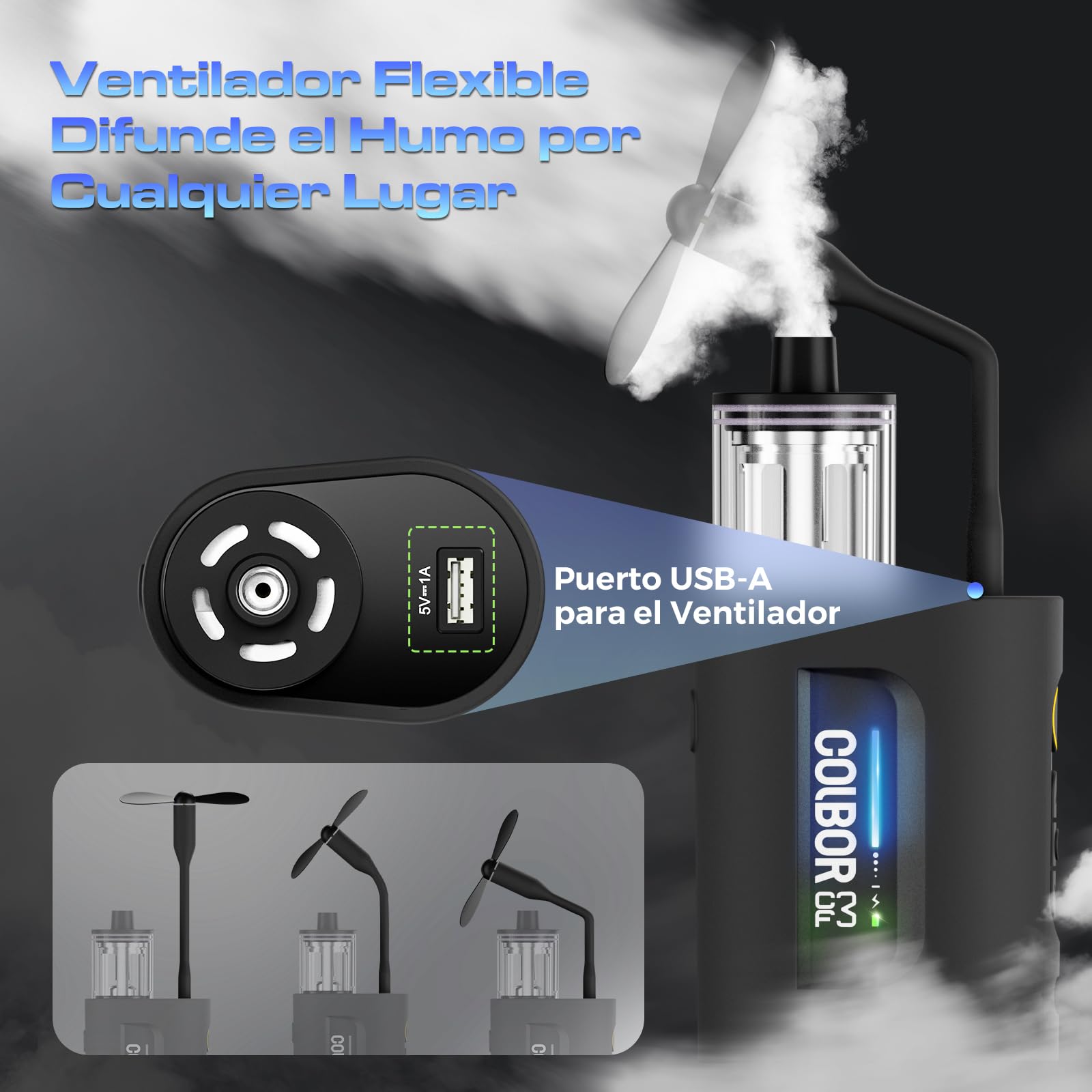 COLBOR CF3 Máquina de Humo Portátil con Control Remoto | Mini Máquina de Niebla de Mano con Protección contra Inclinación de 60° para Fotografía Fiestas Escenas Cosplay Halloween
