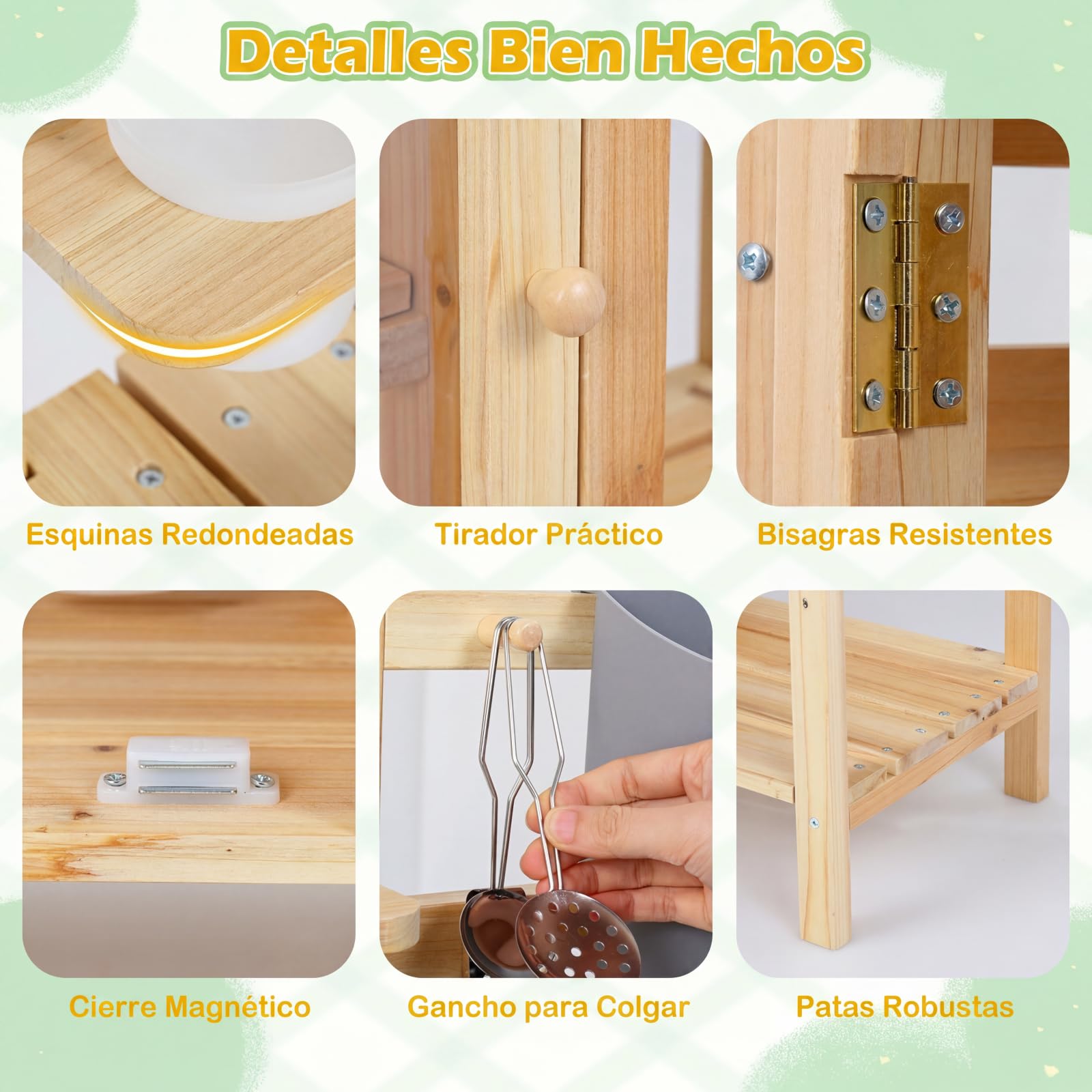 COSTWAY Cocina de Juguete Exterior, Cocinita de Madera Infantil con Fogones, Fregadero, Depósito de Agua, Macetas y Pizarra, Juego de rol de Juguete de Exterior para Niños de 3+ Años