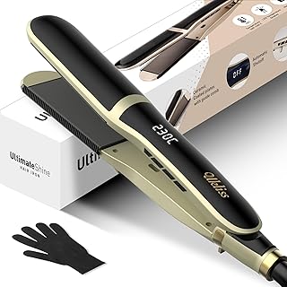 UKLISS Professional Hair Straighteners, Wide-Plate Digital Flat Iron for Women, 30s Rapid Heating, No Extreme Heat, Universal Straightener for All Hair Types with Safty-Lock