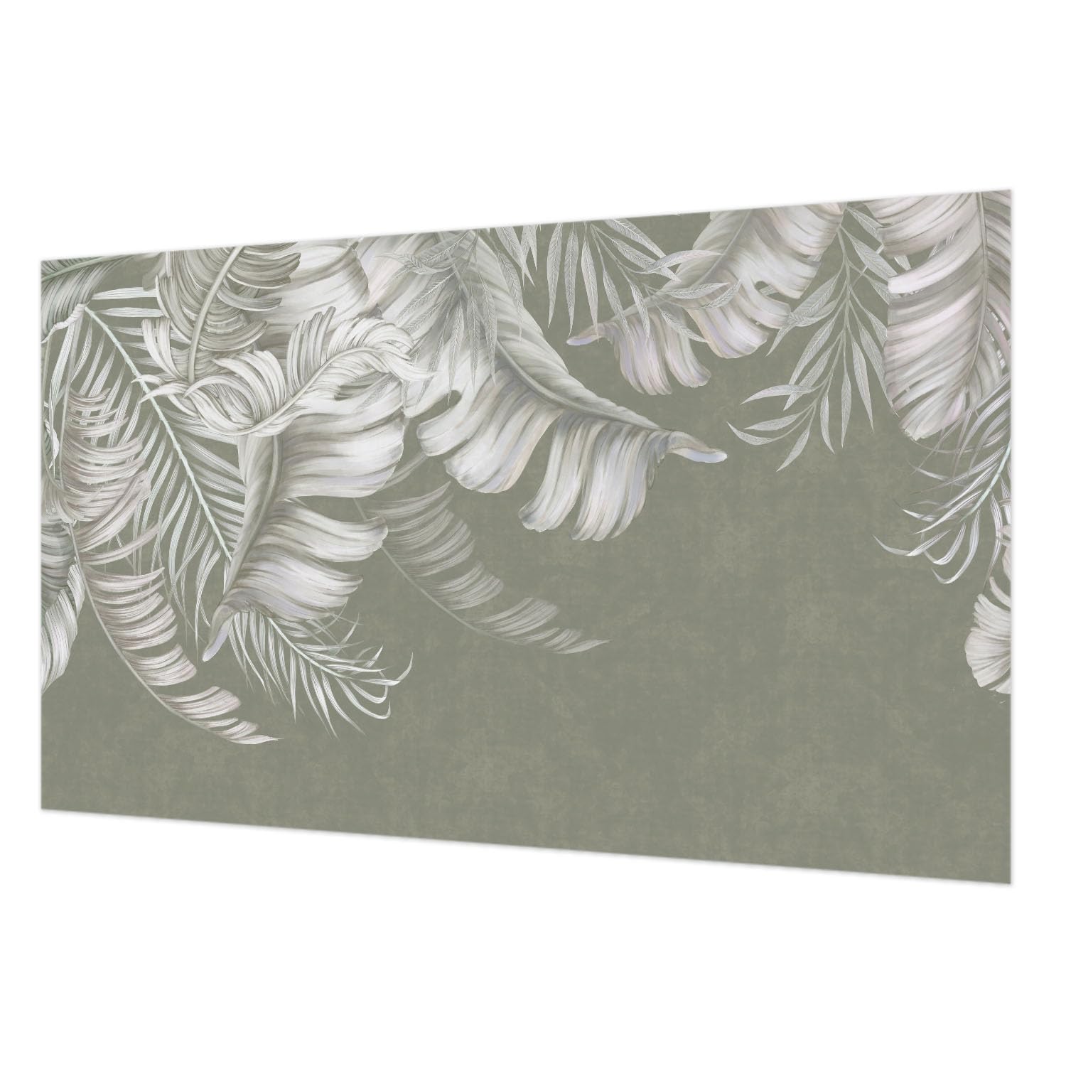 Papier peint intissé 416x254 cm motif feuilles délicates pour salon avec colle incluse