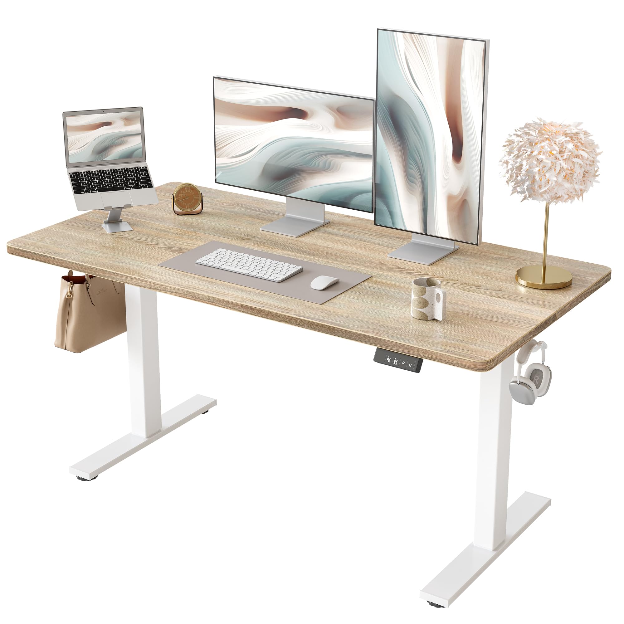 TIQLAB 55 28 Inches Standing Desk Adjustable Height Stand up Desk Sit Stand Home Office Table with Splice
