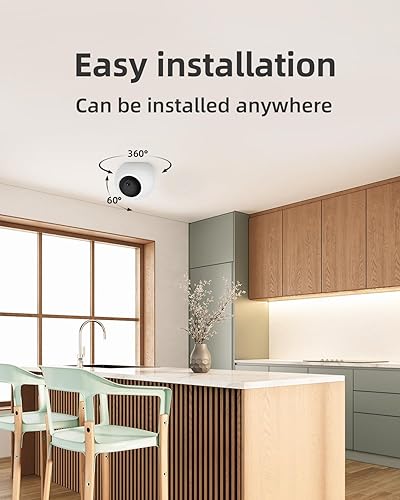 Miniatura 3 de Noorio Cámara de seguridad para interiores 4K con WiFi de 5 GHz, cámara para mascotas con inclinación panorámica de 360 para perros y gatos, monitor