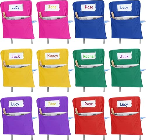 Xaatren 24 bolsillos pequeños para sillas de aula de 14 pulgadas, bolsa para sillas escolares, bolsa para asiento de amigos, organizador para