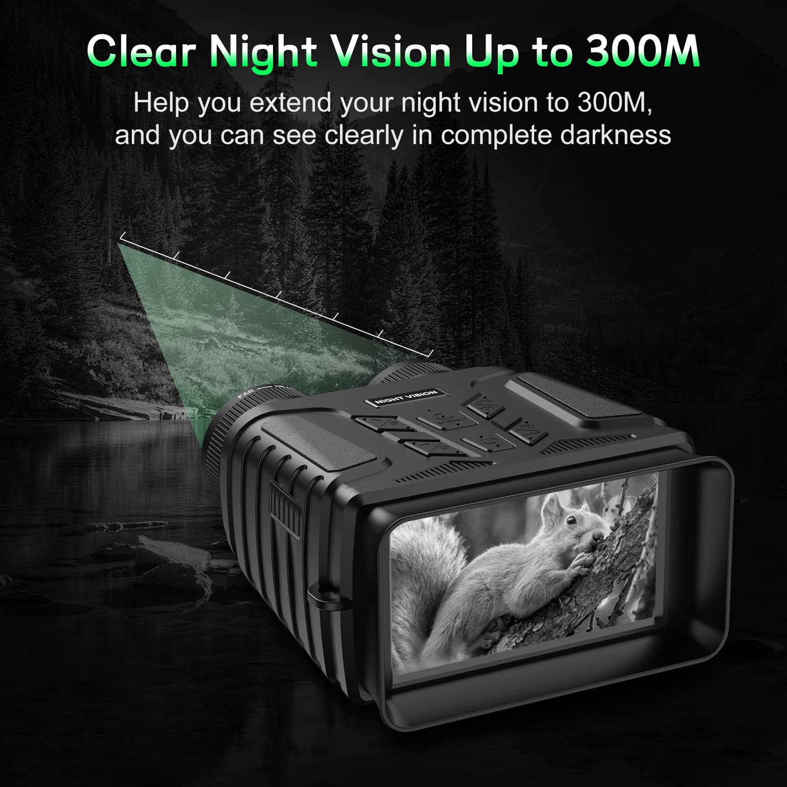 Binoculares Visión Nocturna 4K HD, 40MP Visor Nocturno con Función WiFi Ampliación 8X, Recargable 4000mAH Prismáticos Visión Nocturna con LCD de 4.5",Adecuado para la Caza, con 32GB