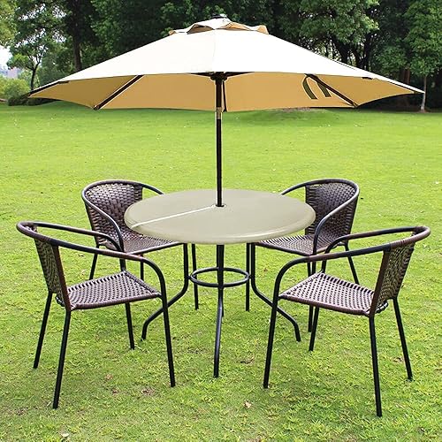 Miniatura 2 de Mantel de vinilo para exteriores, redondo, ajustable, con cremallera y agujero para paraguas, 100% impermeable, fácil de limpiar, cubierta de mesa