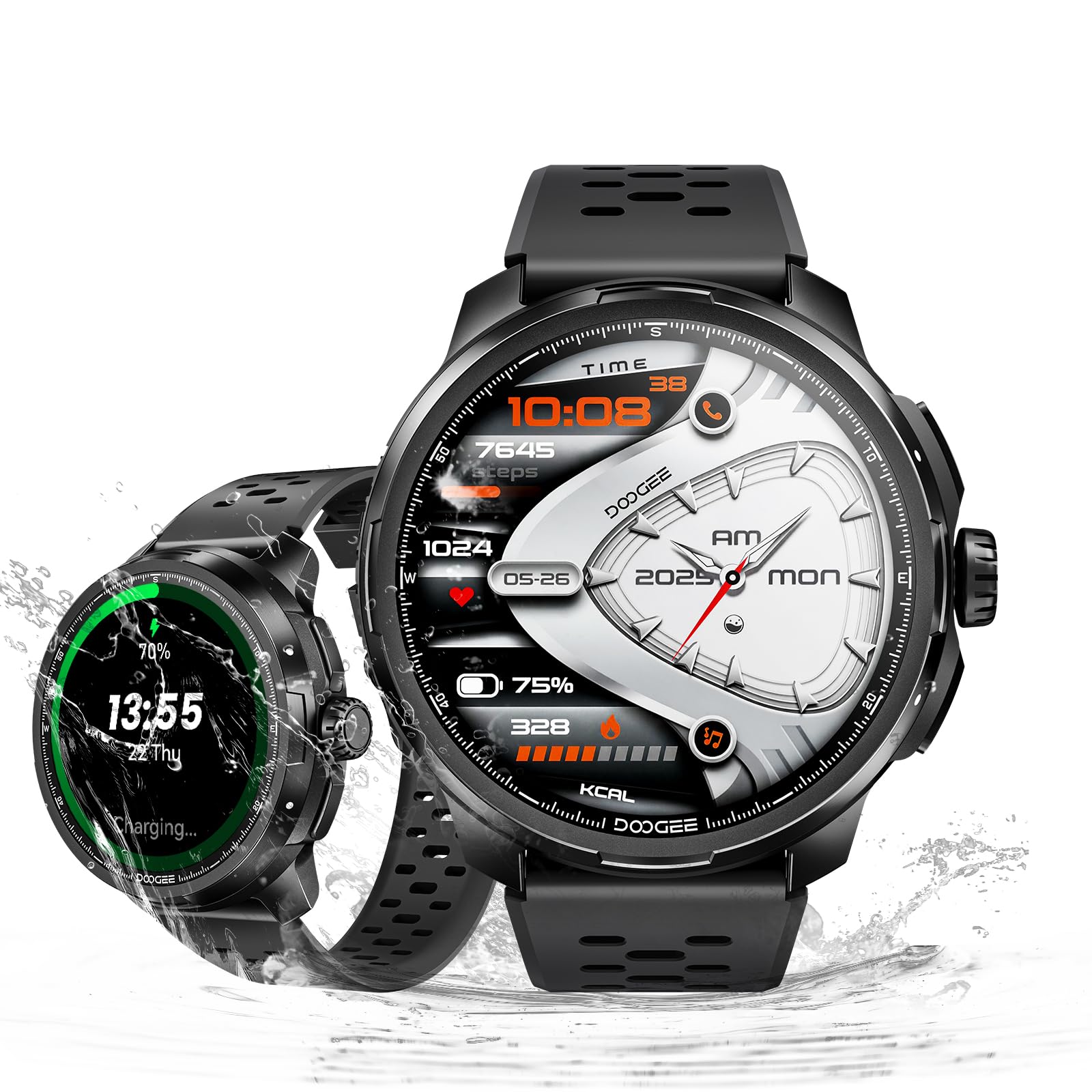 AnymovingM1 Montre Connectée Homme GPS, Écran AMOLED 1,5 Pouces, Autonomie 21 Jours, Cartes Hors Ligne, 170+ Modes Sportifs, Résistance IP68, Suivi de la Santé, Watch avec 3 Bracelets Offerts
