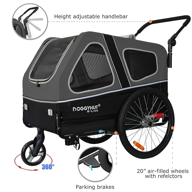 Foto 3 de 8 de Doggyhut S-Line - Remolque para perros y carritos con suspensión 2 en 1 para perros, con suspensión hasta 45…