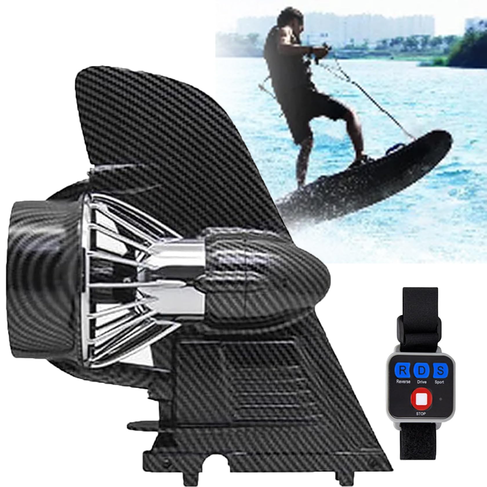 FBJAMZ Electric Fin for Paddle Boards,12V Battery Powered Propeller with Remote Control,Ideal for Surfboards and Kayaks,Maximum Speed