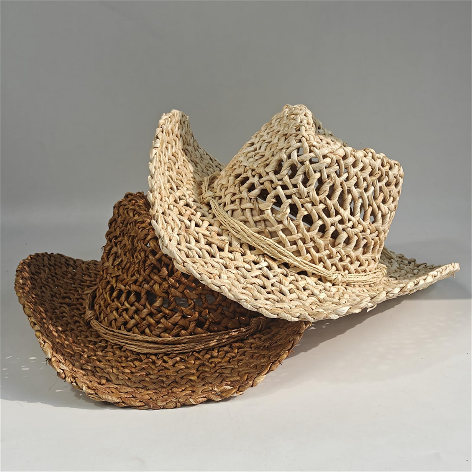 Cappello di paglia pieghevole leggero con design traforato regolabile per le donne spiaggia giardinaggio pieghevole leggero cappello di paglia con design traforato