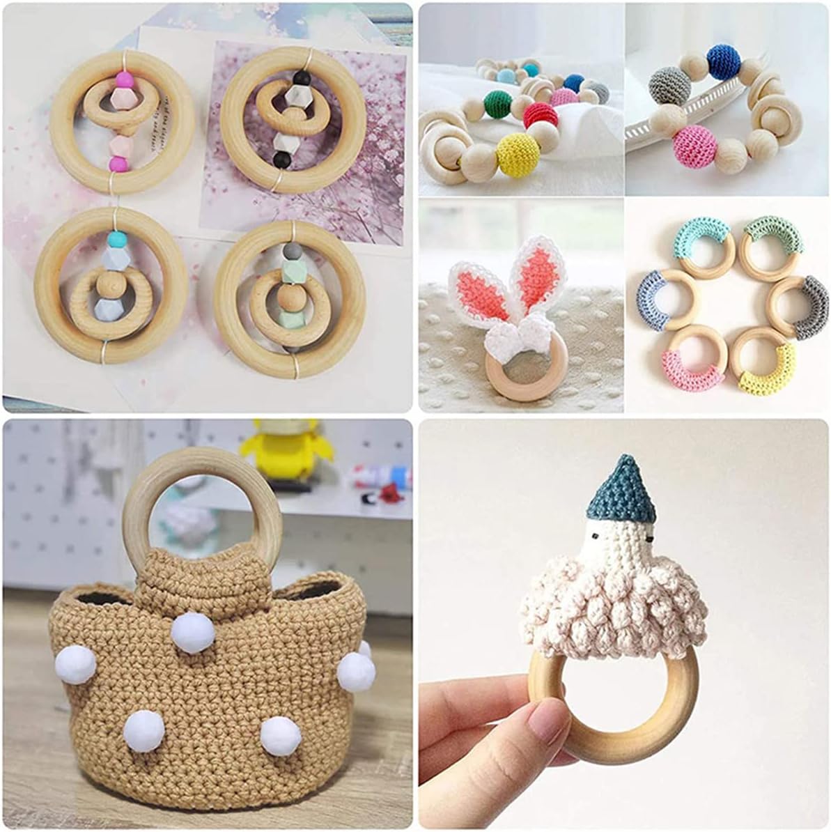 10 PCS 75mm Unfinished Wooden Rings for Craft, 3 Inch Nature Solid Wood for DIY Crafts Without Paint, Macrame Rings for Pendant and Connectors Jewelry Making - Image 3