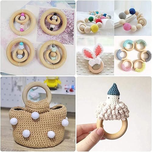 Miniatura 7 de 10 anillos de madera sin terminar de 3.937 in para manualidades, anillos de madera maciza natural de 4 pulgadas de diámetro para manualidades sin