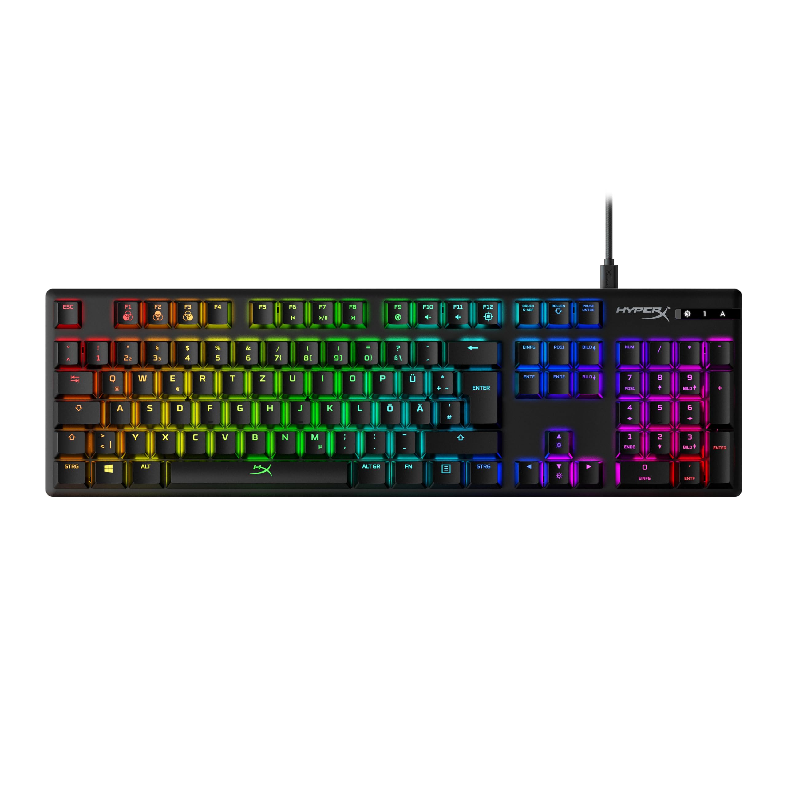 HyperX Alloy Origins mechanische Gaming-Tastatur – RGB Beleuchtung, HyperX Red Switches (linear), QWERTZ DE-Layout, Aluminiumgehäuse, USB-C, für PC, PS5, Xbox, Schwarz