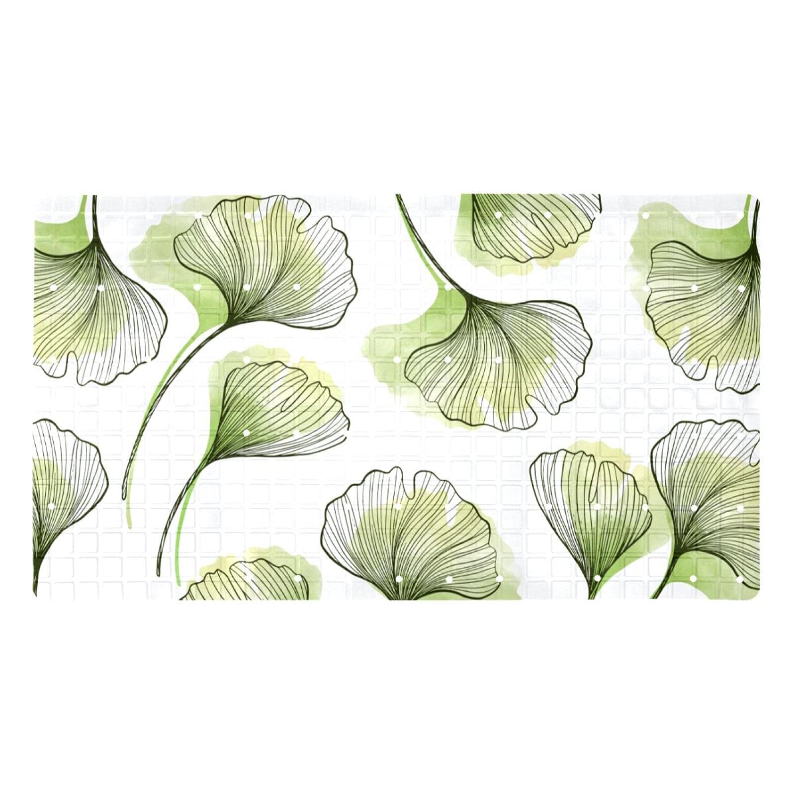Tapis de bain antidérapant ginkgo design végétal pour une salle de bain zen et sécurisée