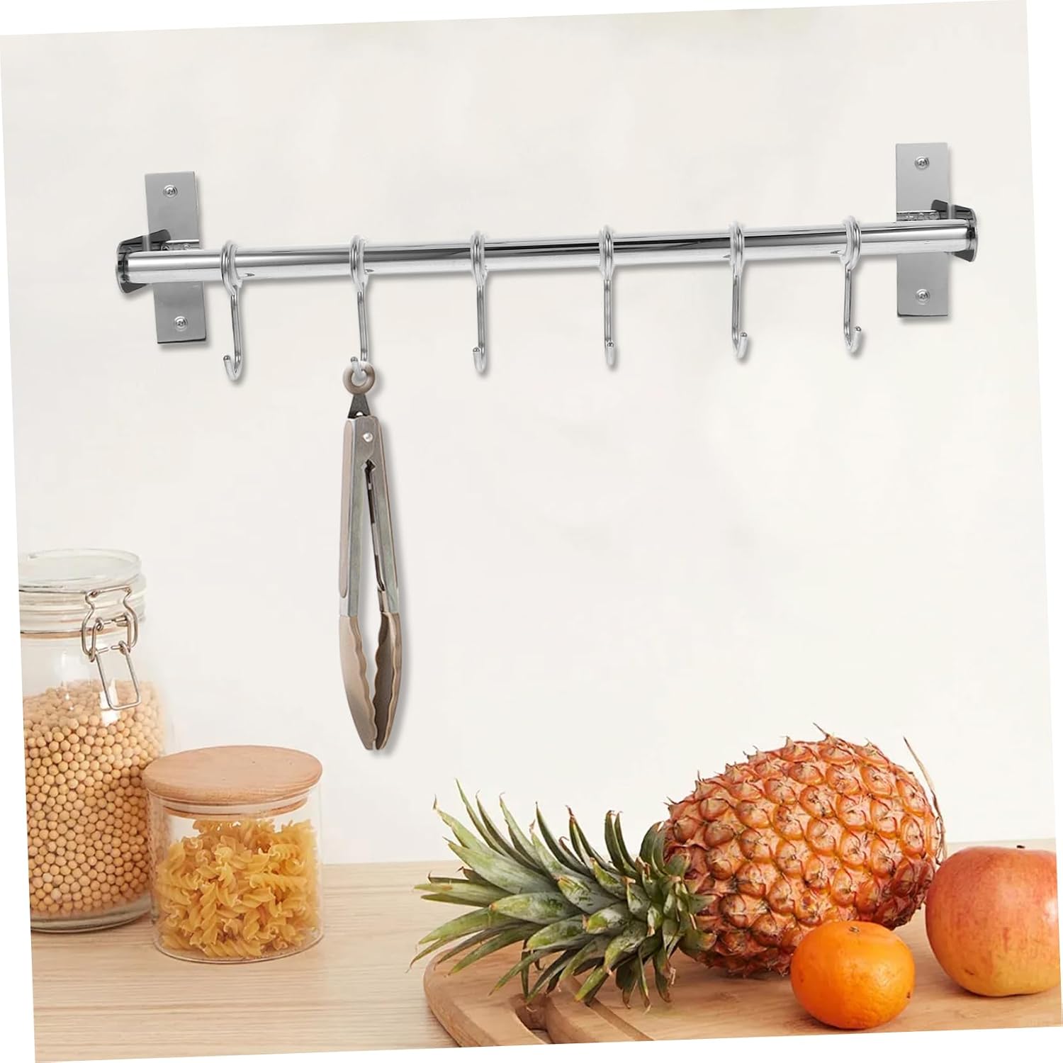 Stainless Steel Kitchen Hooks No-Punch Wall Hanging Rack for Bathroom and Home Organization Adhesive Multi-Functional Hanger Hooks for Utensils and Towels