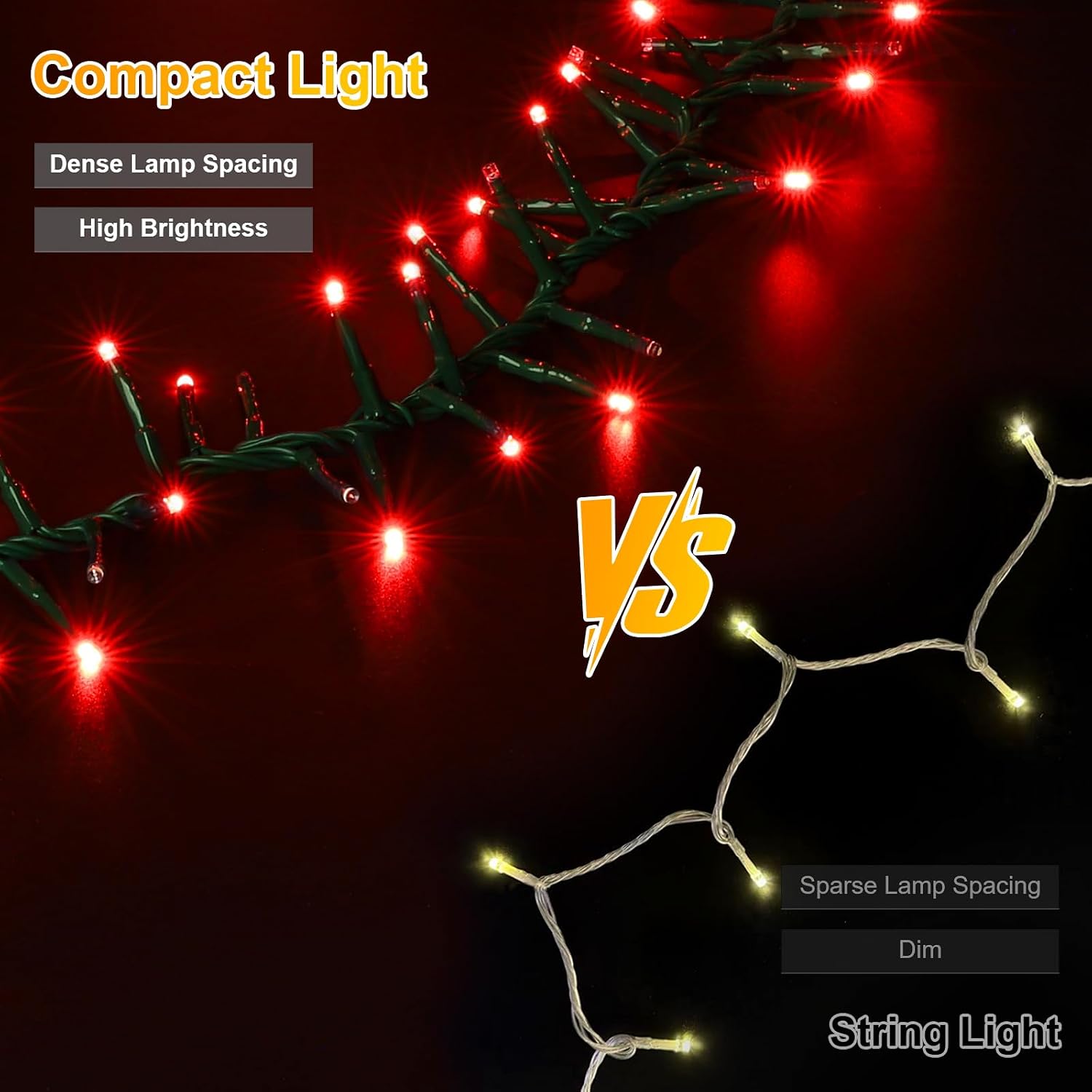 LAMPHOME 500 LED Red String Lights, 46ft 11 Modes Plug in Twinkle Fairy Lights, Waterproof Connectable Cluster Christmas Lights for Christmas Tree, Valentine's Day, Bedroom & Party Decor image 5