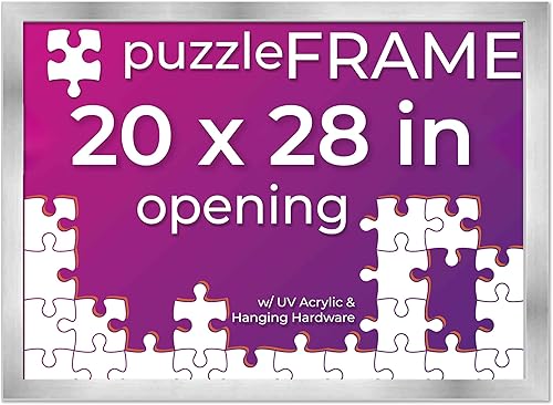 Miniatura 9 de Poster Palooza Marco de rompecabezas de 19.25 x 28 pulgadas, marco de madera plateado hecho para exhibir rompecabezas de 19.25 x 28 pulgadas, con