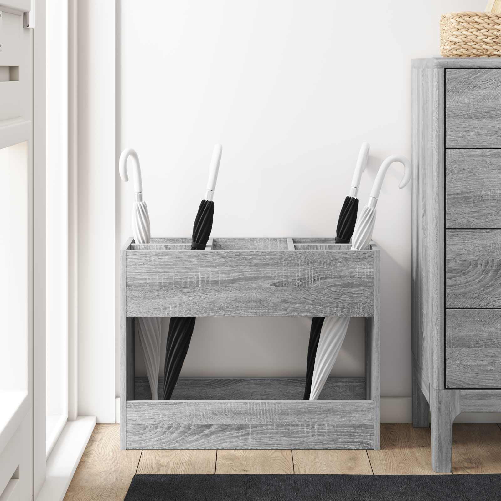 Portaombrelli in legno, 65 x 24 x 50 cm, moderno portaombrelli da corridoio, rettangolare, per ombrelli, cappelli e sciarpe