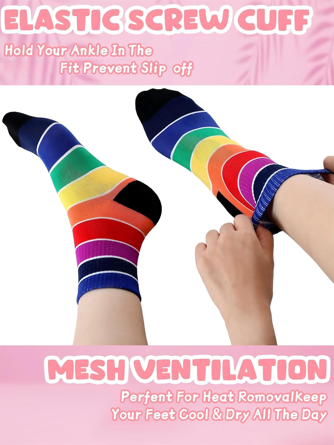 6 Pairs Crew Socks Striped Rainbow Athletic Novelty Pride Rainbow Ankle Sock Colorful LGBT Socks for Adults - Image 7
