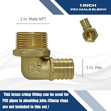 5 Pack XFITTING 1 Pex X 1 Male Threaded Elbow, 1 inch Pex Male Elbow