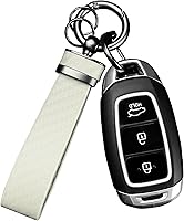 Vista 17 de Turcee Llavero de fibra de carbono para automóvil, accesorios para interiores de automóviles, llaveros de cuero para automóvil, accesorios