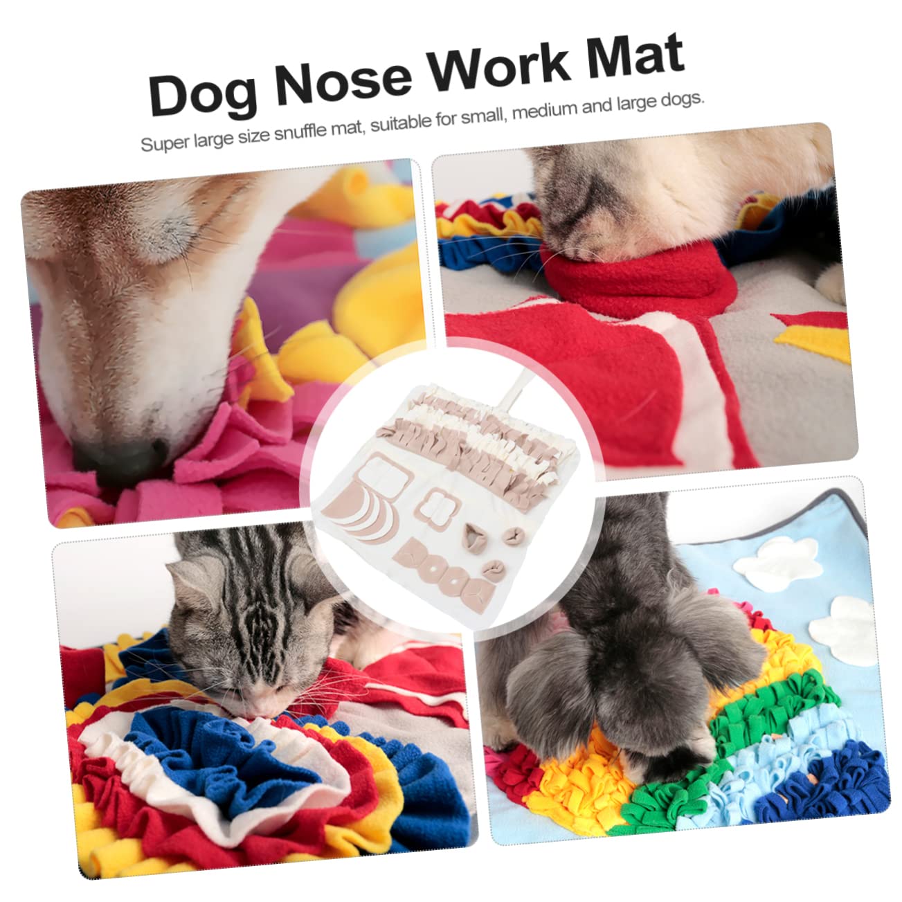 Tapis de Fouille pour Chien, Tapis D’Apprentissage la Recherche de Nourriture, Peluche, Beige, pour Activités Intérieures, Petit et Grand Chien