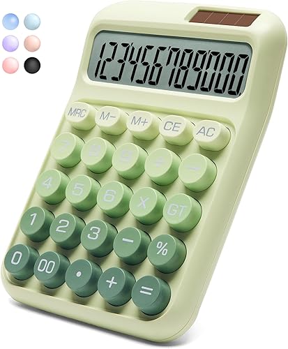 Miniatura 9 de Calculadora de escritorio, 12 dígitos, pantalla LCD grande, botones grandes, calculadoras de escritorio solares y de batería de doble potencia, Azul
