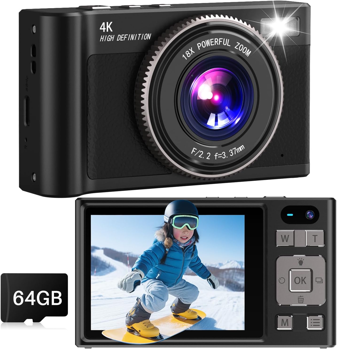 Amazon.com : Digital Camera, 4K 64MP Autofocus UHD Dual Cameras with ...