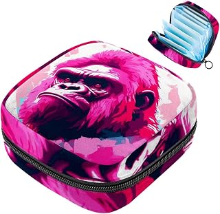 Bolsa de almacenamiento para sanitarios, soporte para almohadillas de lactancia, bolsas menstruales con cremallera, color rosa, mono, orangután-2001, organizador de tampones