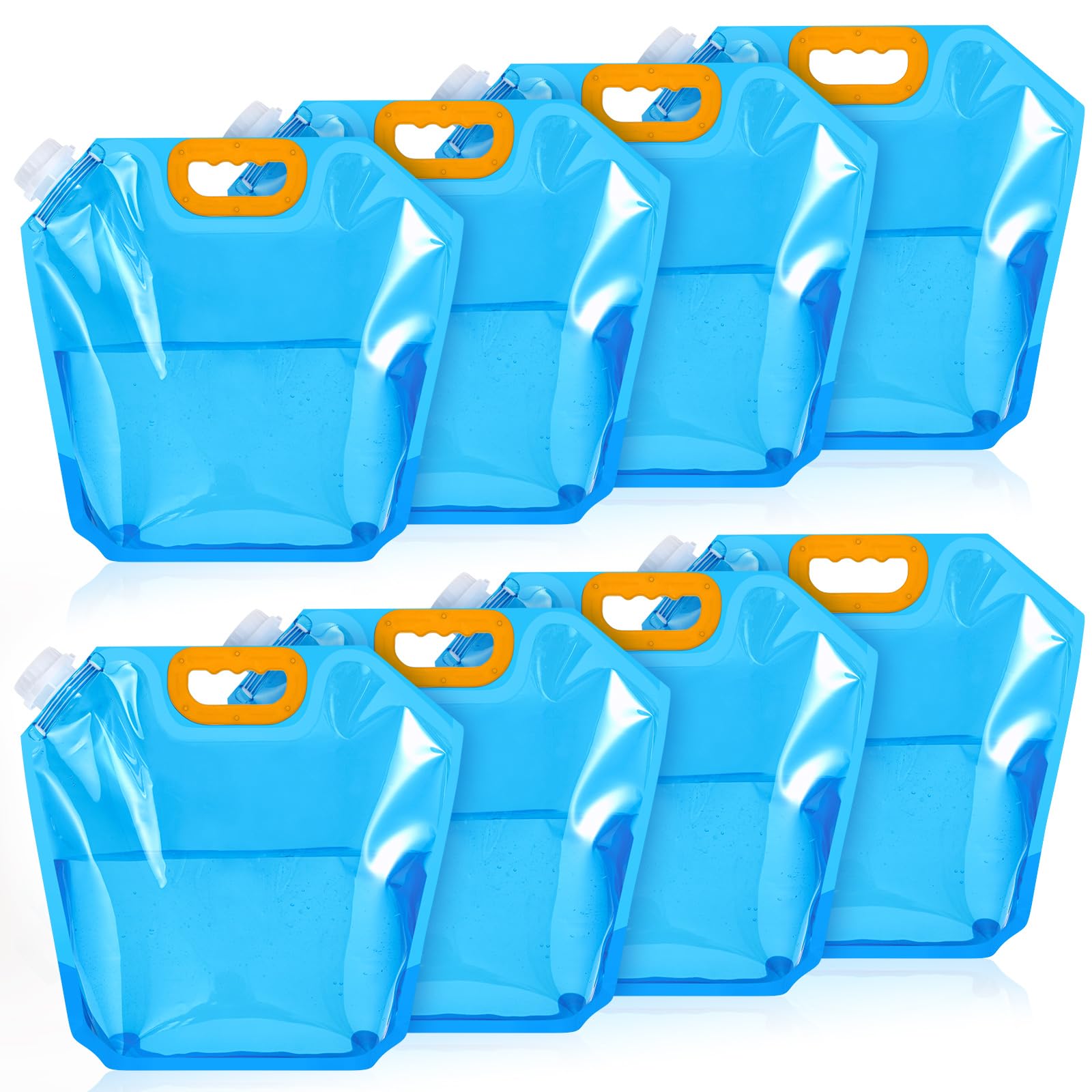 Tessco for you 8 Pack 1.3 Gallon Collapsible Water Storage Bag Water Container Emergency Jug Plastic Storage Pouch Freezable Carrier Tank Foldable