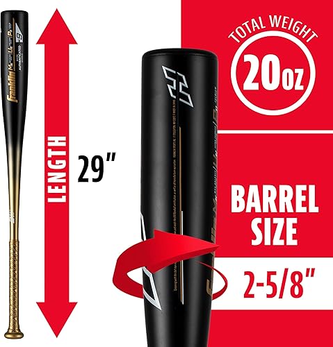 Vista 23 de Franklin Sports Bate de béisbol juvenil – Heist Bates de béisbol para niños de 8 a 12 años – 2 5/8 pulgadas de barril grande para niños – Bate