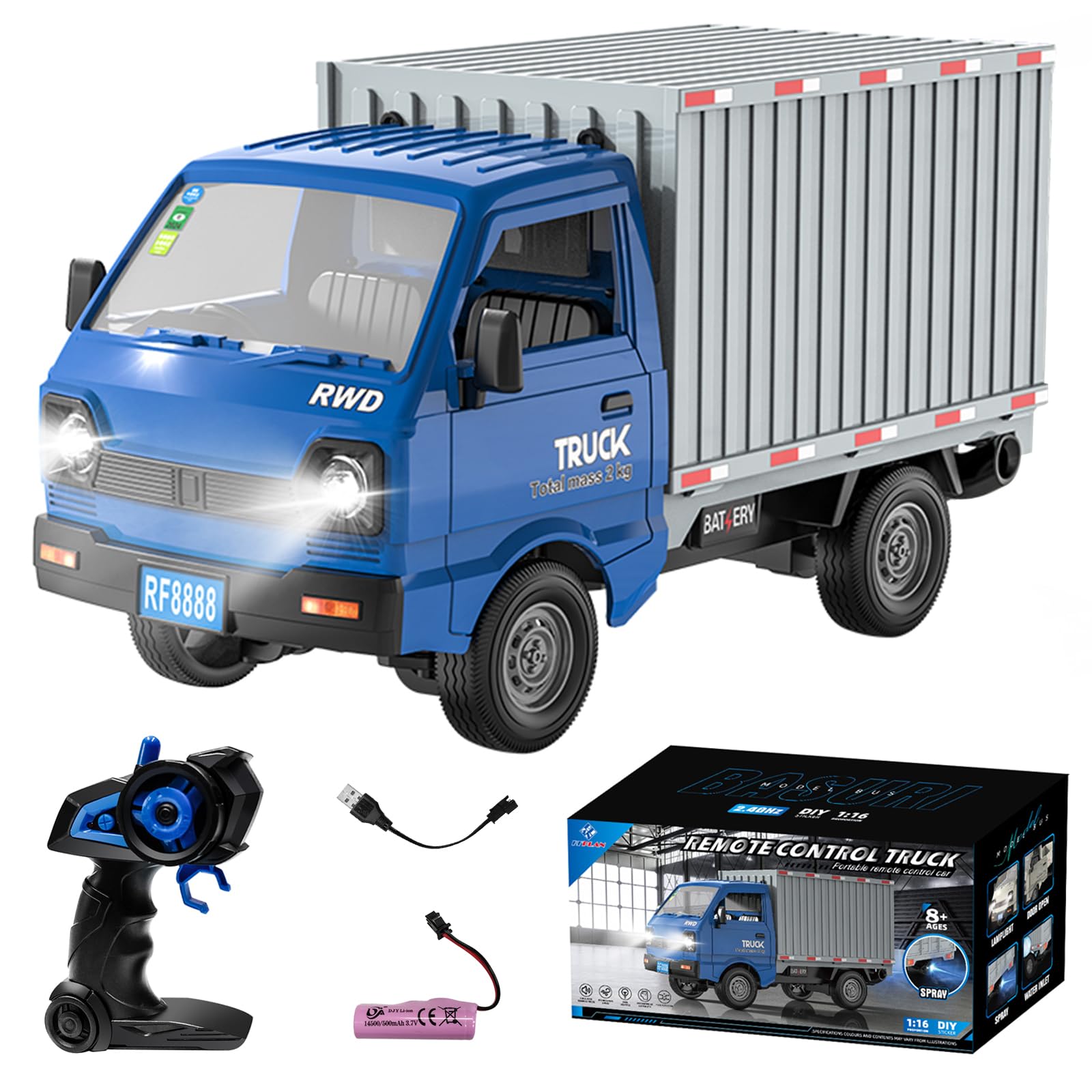 DUKUSEEK 1:16 Scale RC Truck for Kids, Mini RC Pickup Truck W/ 2.4GHz Remote & Light Climbing Car for Boys Girls Hobby Toys Gifts (Blue-A)
