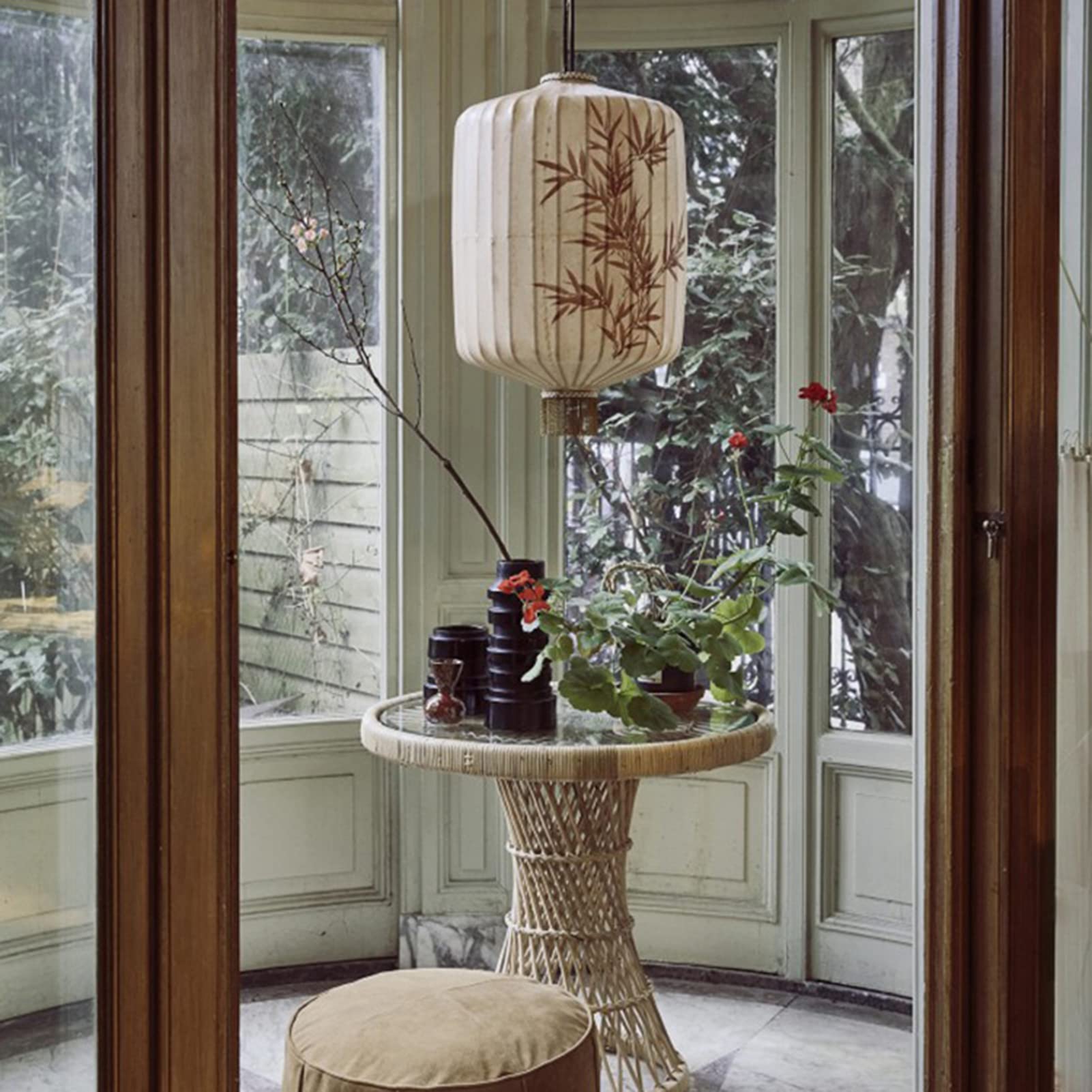 retro japanse hanglamp, stijl zijden hanglamp, witte stoffen