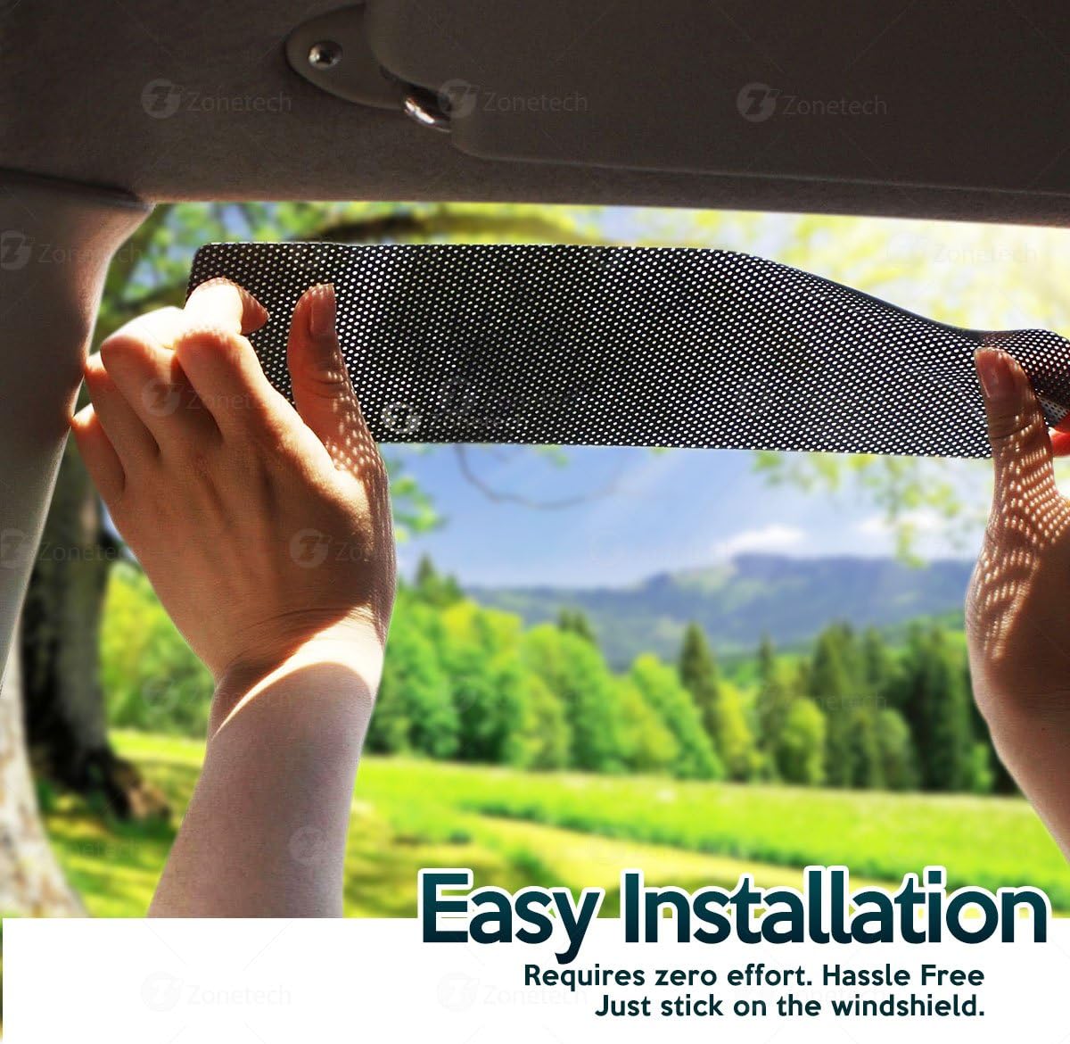 Zone Tech Cling Glare Reducer Sun Shade Side Window Sunshades Car Curtains UV Rays Visor Protection Universal Fit Protects from Sun- for All Year Round Use. Perfect for Road Trips (2 Pack)