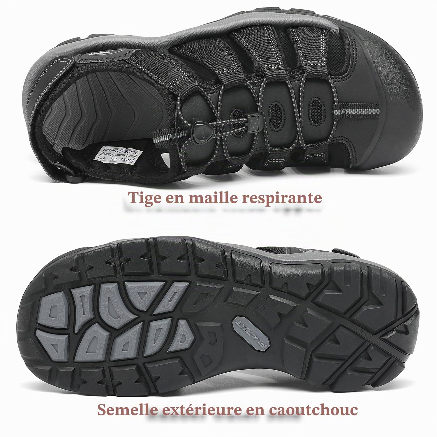 FLARUT Sandales Hommes Été d'extérieur Randonnée Sport Chaussures de Marche Fermées Plage Course Décontractées