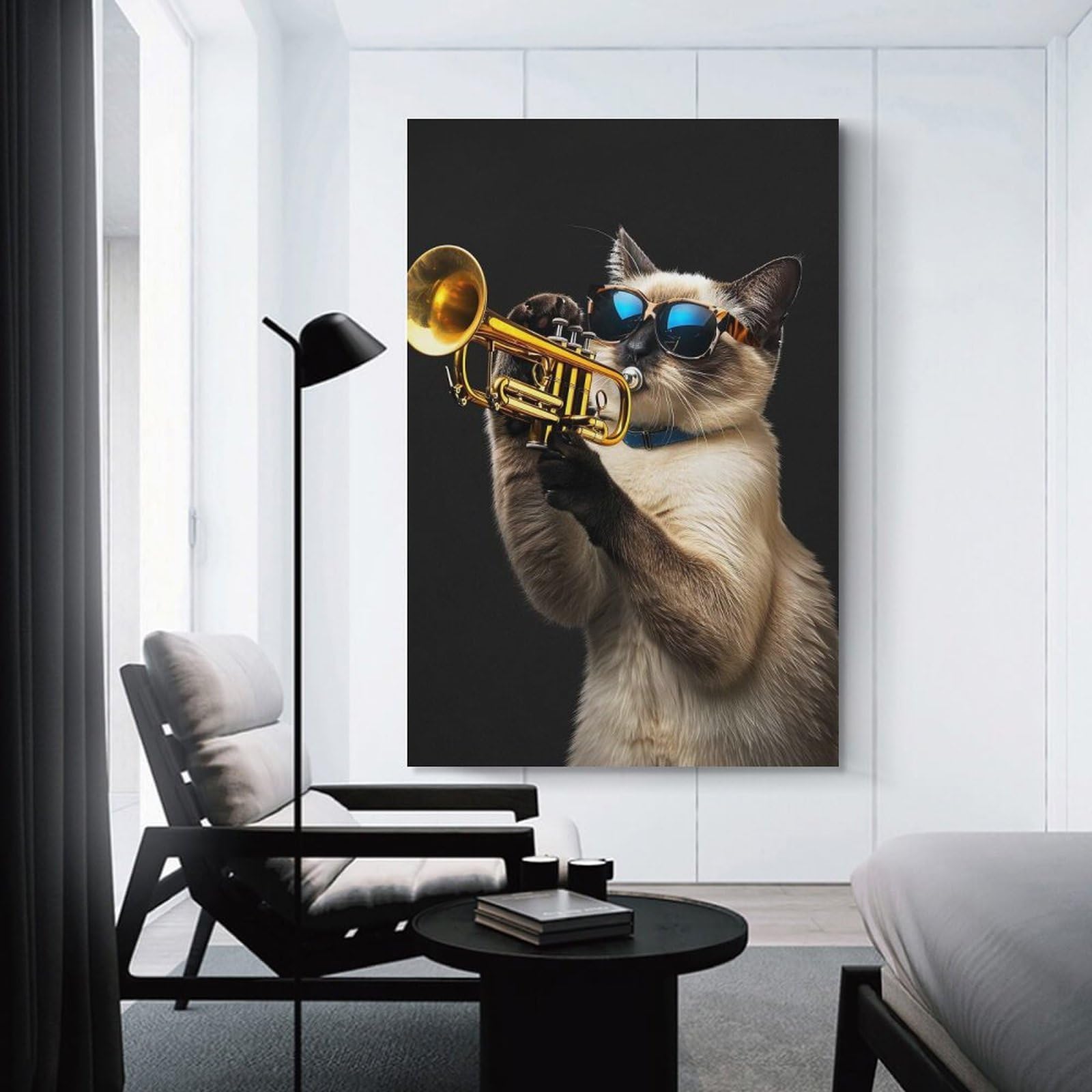 Junmoney Siamese Trumpet Canvas Art Print 20x30inch(50x75cm), for Bedroom Decor, Cosy Corners Or Studios, An Easy Wall Refresh for Bedrooms