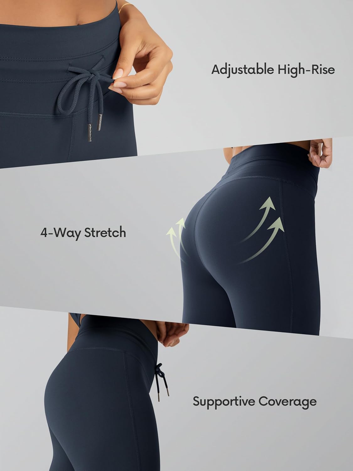 ODODOS Women's Drawstring Tie Daily Leggings 25" / 28" High Waist Workout Yoga Pants - Image 5