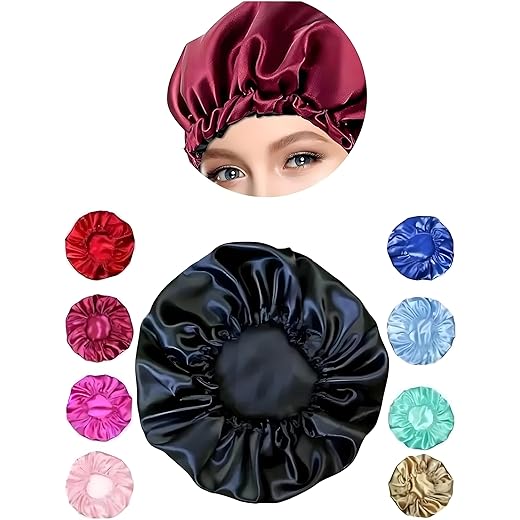Touca de Cetim Antifrizz para Dormir Kit com 2 Unidades – Reduz Frizz e Quebra, Preserva Hidratação e Brilho Natural – Elástico Confortável, Cores Sortidas, Tamanho Único Médio 25cm – UrbanSkullShop