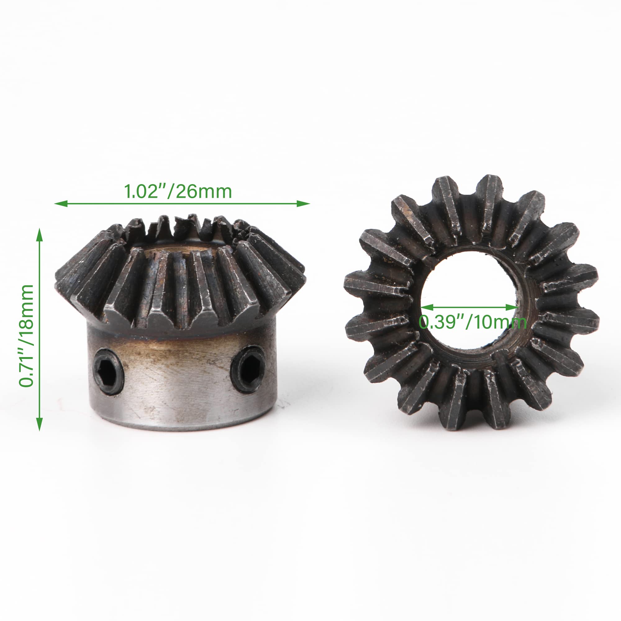 Lot de 4 pignons biseautés coniques de 10 mm (1,5 module 16 T) pour matériel mécanique