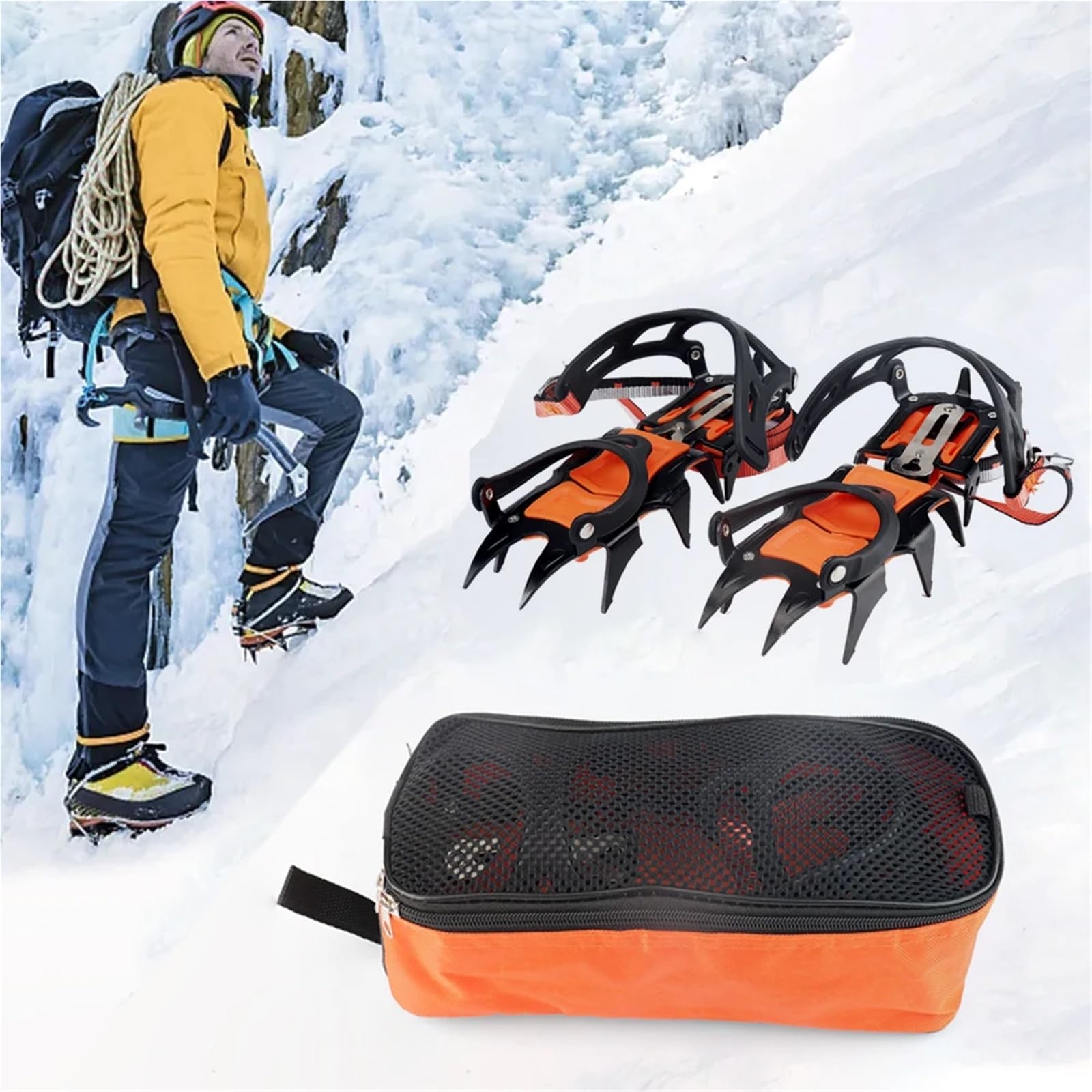 Steigeisen 12Teeth Ice Snow Grips for Boots Anti-Slip Covers for Shoes Outdoor Crampons Professional Stainless Steel Shoe Spikes für Wanderschuhe