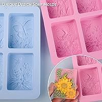 Vista 4 de Moukiween Moldes de Jabón de Silicona, Moldes de Insecto Floral Rectangulares 3D de Silicona para Jabón Artesanal, Bombas de Baño, Barras